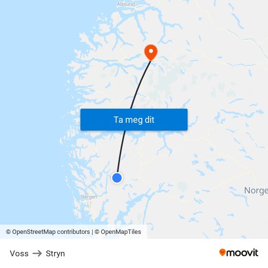 Voss to Stryn map