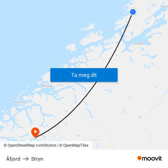 Åfjord to Stryn map