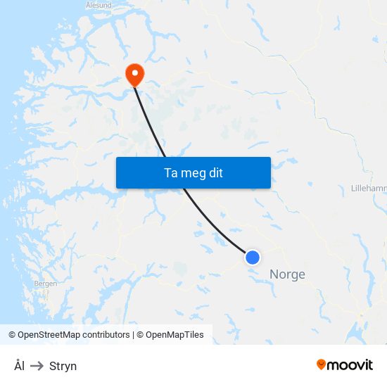 Ål to Stryn map