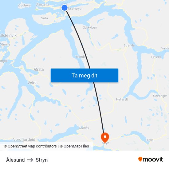 Ålesund to Stryn map