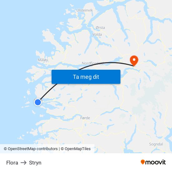 Flora to Stryn map