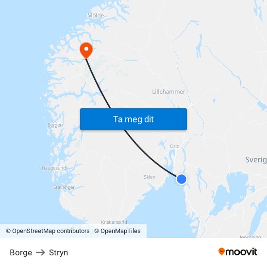 Borge to Stryn map