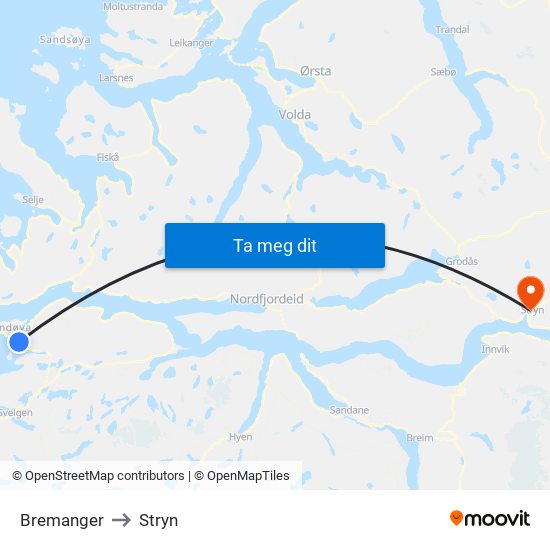 Bremanger to Stryn map