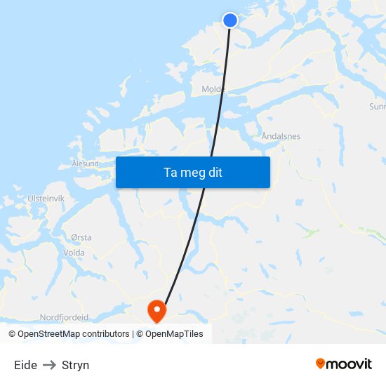 Eide to Stryn map