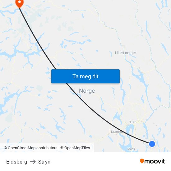 Eidsberg to Stryn map
