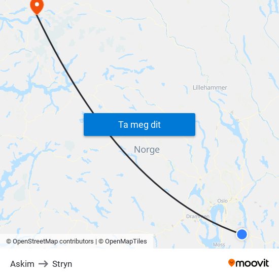 Askim to Stryn map