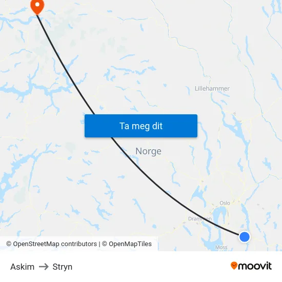 Askim to Stryn map