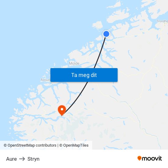 Aure to Stryn map