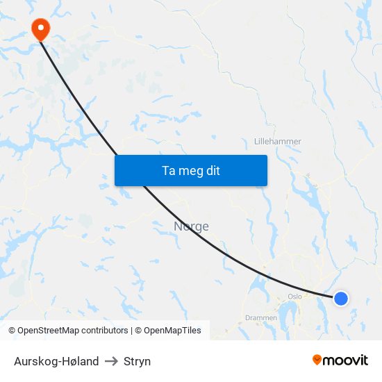 Aurskog-Høland to Stryn map