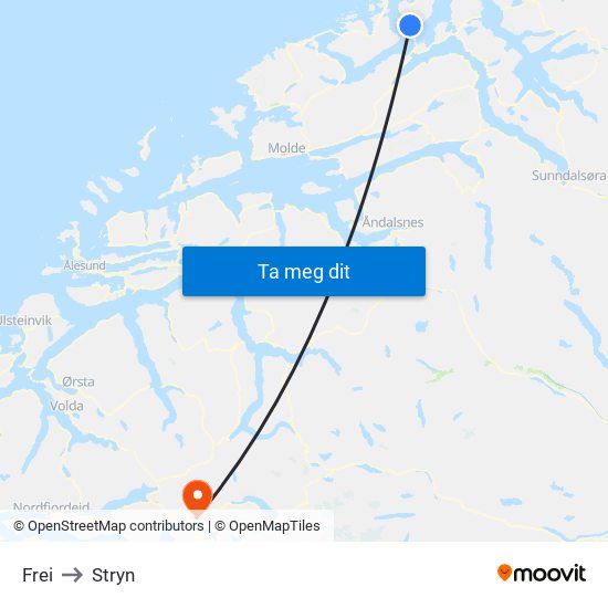 Frei to Stryn map