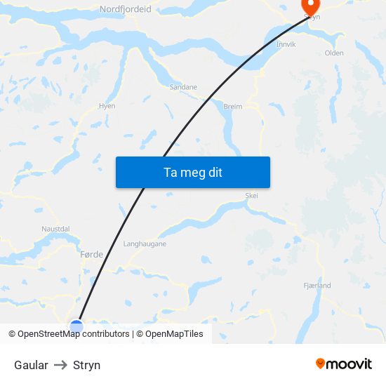 Gaular to Stryn map