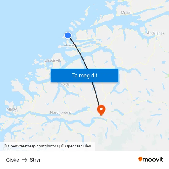 Giske to Stryn map