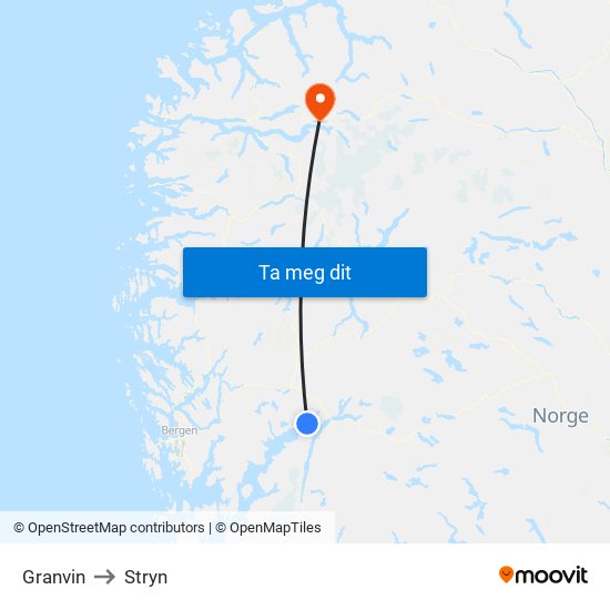 Granvin to Stryn map