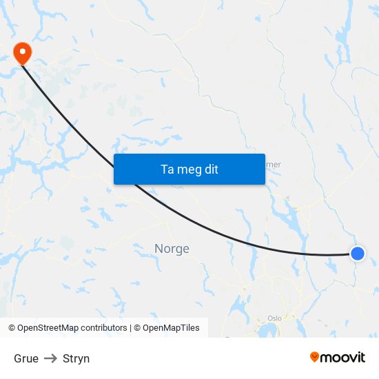 Grue to Stryn map