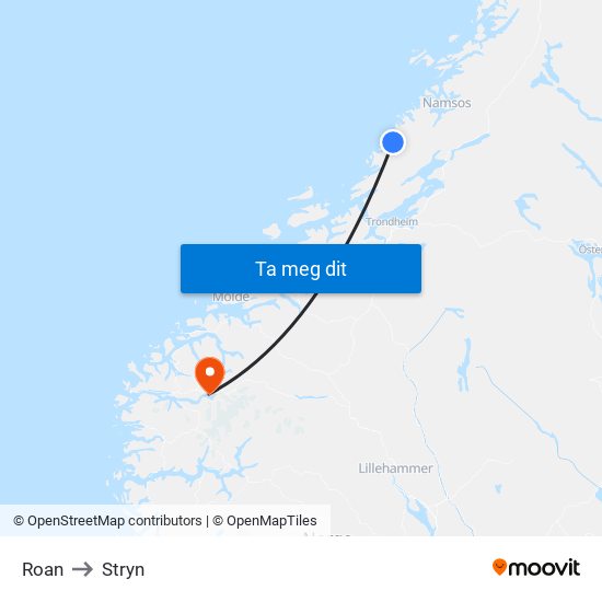 Roan to Stryn map