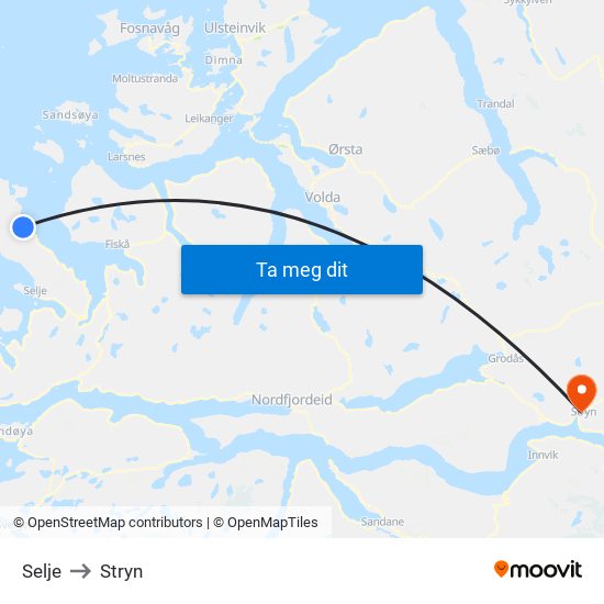 Selje to Stryn map