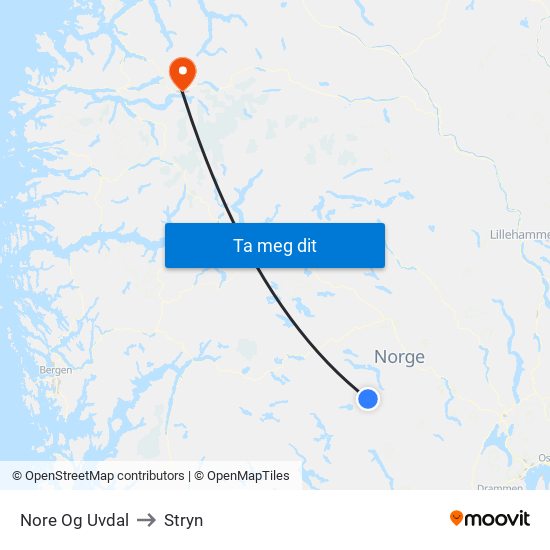 Nore Og Uvdal to Stryn map