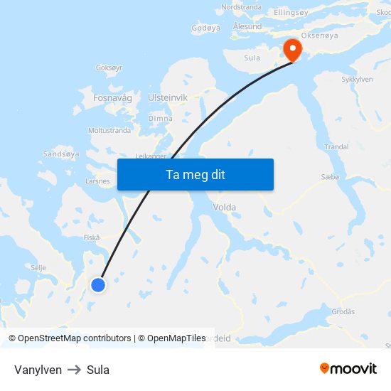 Vanylven to Sula map