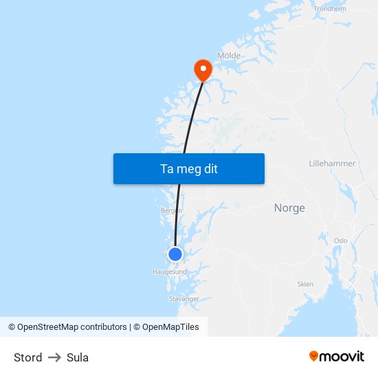 Stord to Sula map