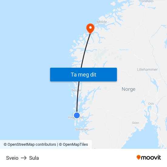 Sveio to Sula map