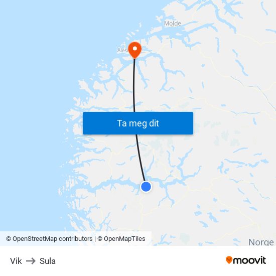 Vik to Sula map