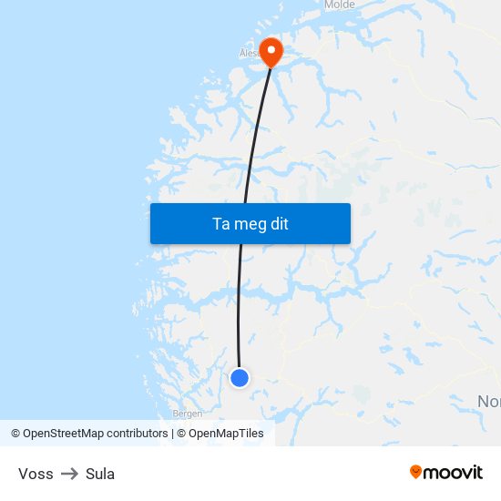 Voss to Sula map