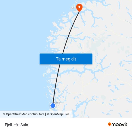 Fjell to Sula map