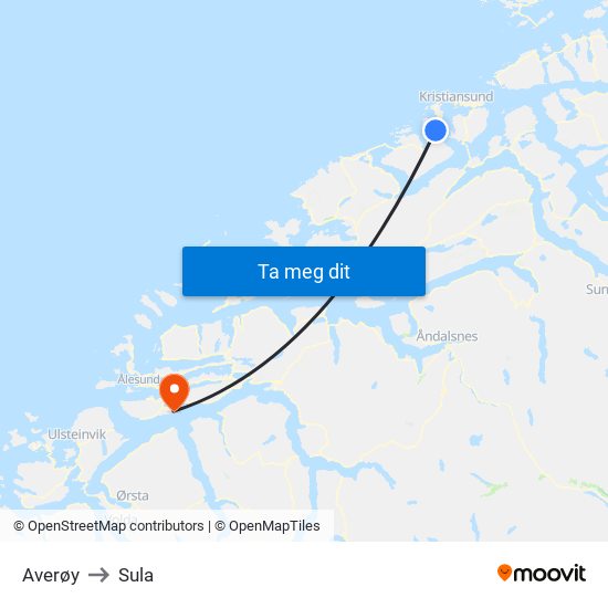 Averøy to Sula map