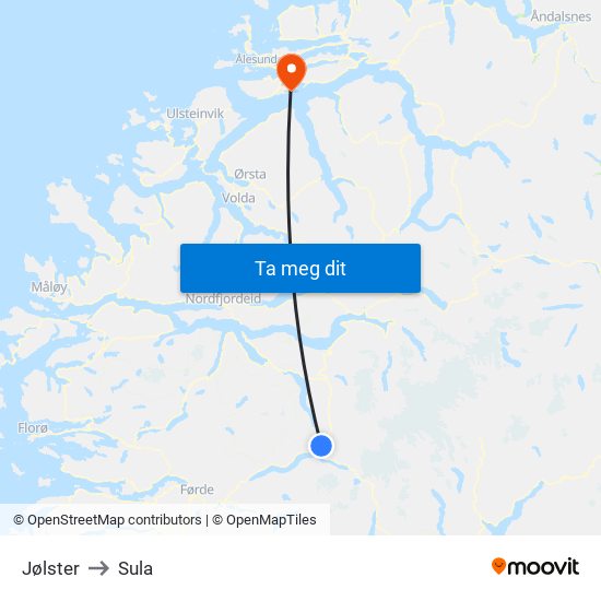 Jølster to Sula map
