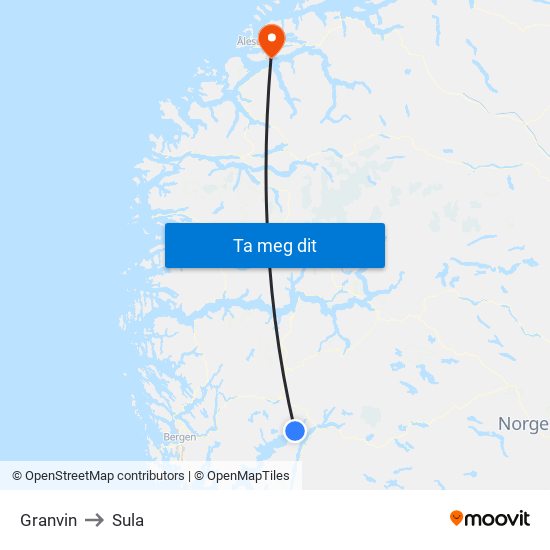 Granvin to Sula map