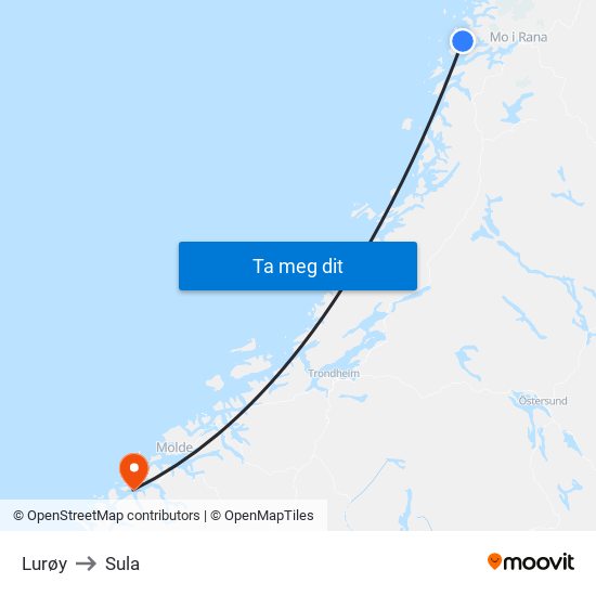 Lurøy to Sula map