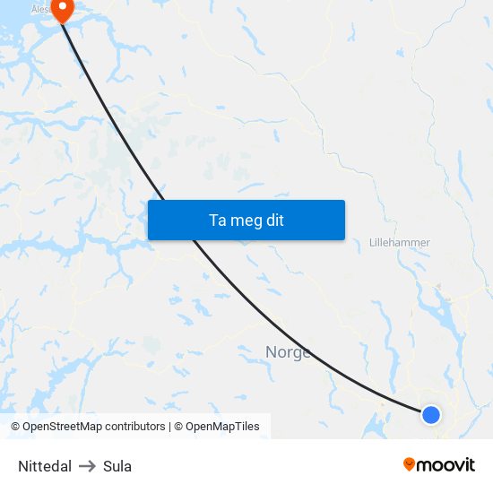 Nittedal to Sula map