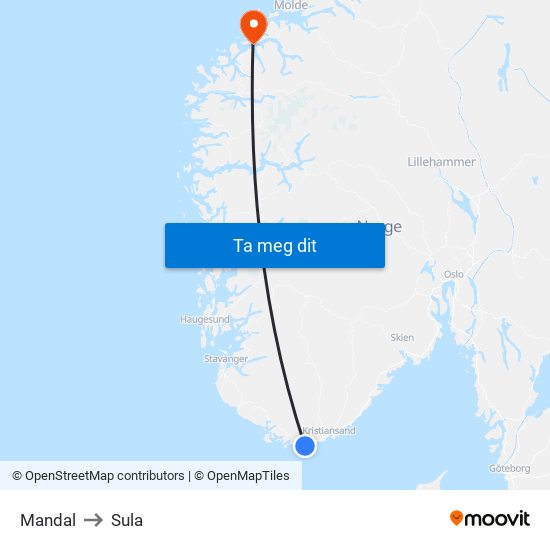 Mandal to Sula map