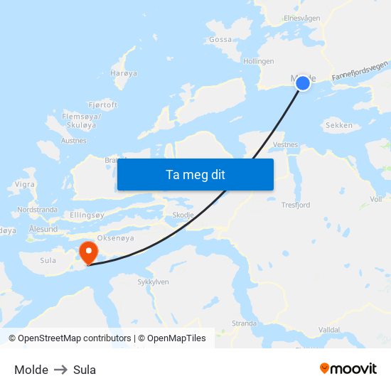 Molde to Sula map