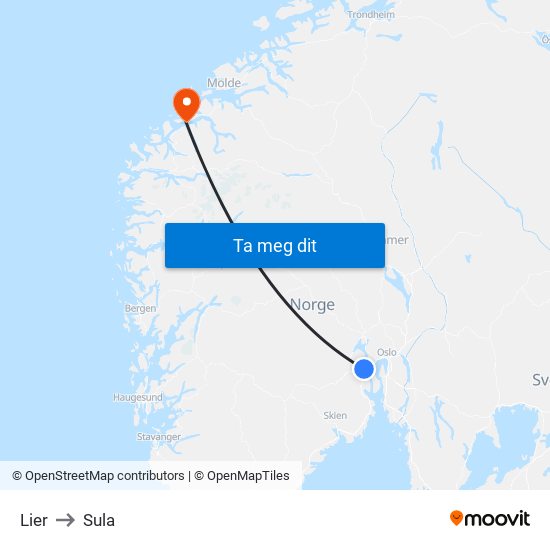 Lier to Sula map