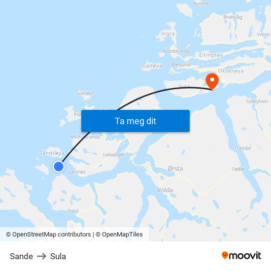 Sande to Sula map