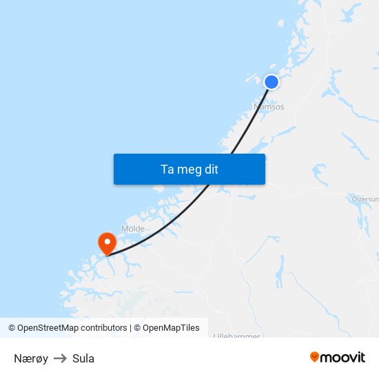 Nærøy to Sula map