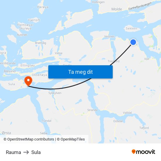 Rauma to Sula map