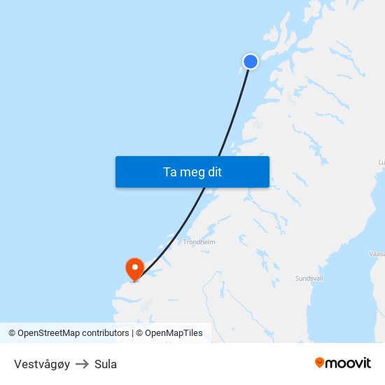 Vestvågøy to Sula map