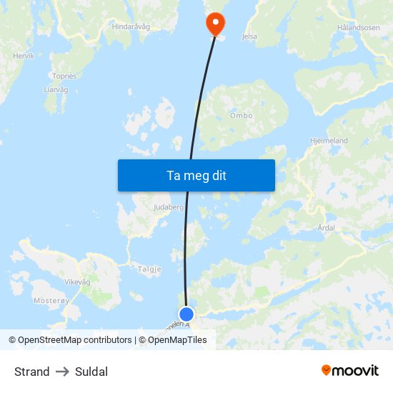 Strand to Suldal map
