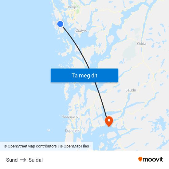 Sund to Suldal map