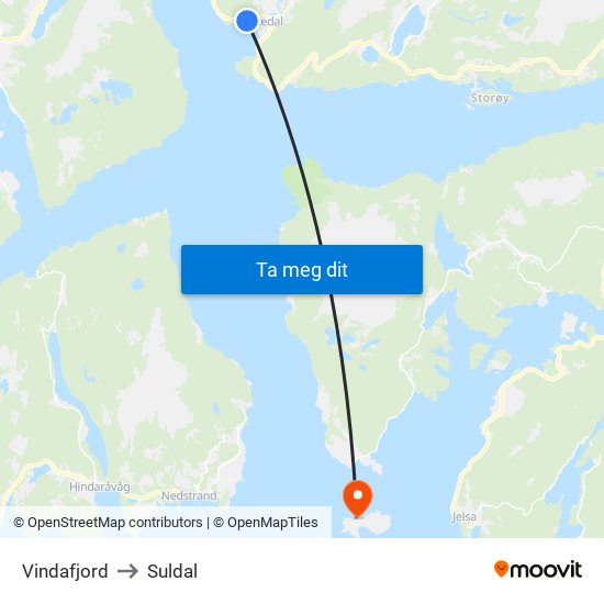 Vindafjord to Suldal map