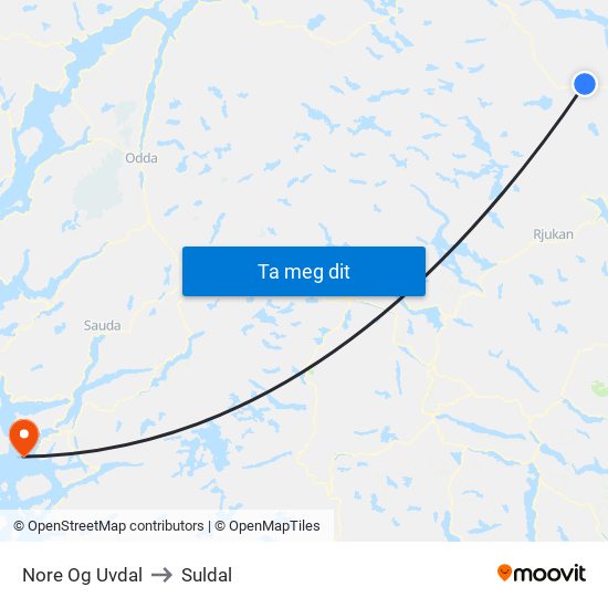 Nore Og Uvdal to Suldal map