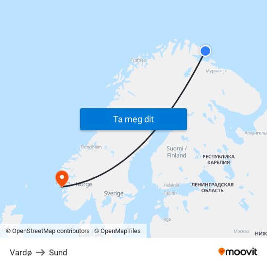 Vardø to Sund map