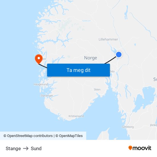 Stange to Sund map