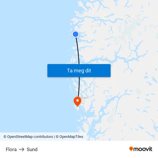 Flora to Sund map