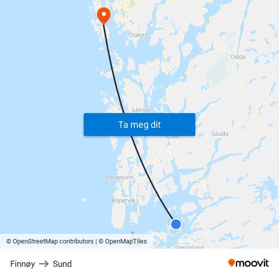 Finnøy to Sund map