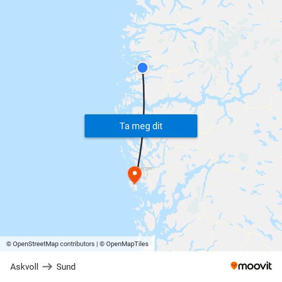 Askvoll to Sund map