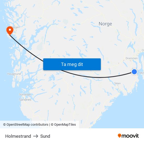 Holmestrand to Sund map