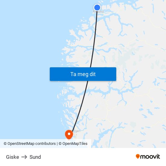 Giske to Sund map